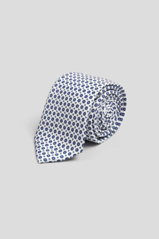 Bela kravata sa plavim detaljima 3318