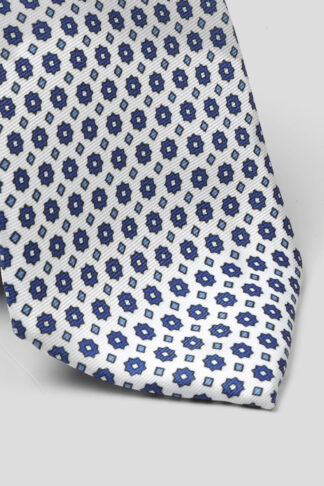 Bela kravata sa plavim detaljima 3318