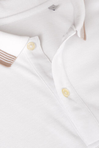Bela polo majica sa prugastom kragnom (137A)