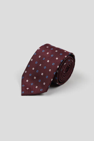 Bordo kravata sa plavim detaljima